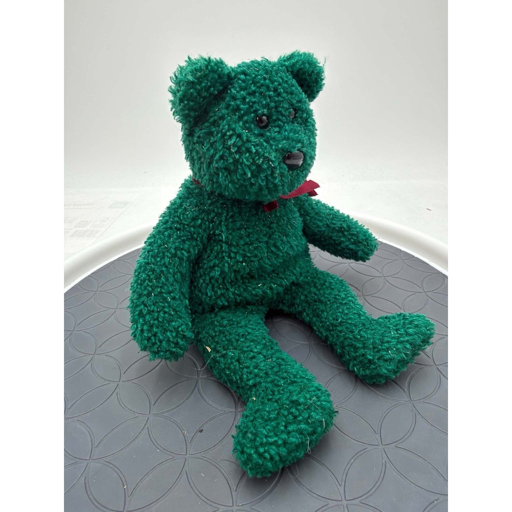Ty Beanie Baby 2001 Holiday Teddy Green Tinsel Christmas Bear Plush 8" No Tag
